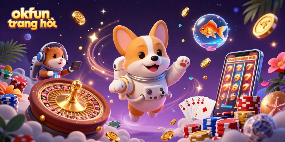 Experience thrilling gaming at okfun trang chủ with a whimsical 3D casino scene full of excitement!