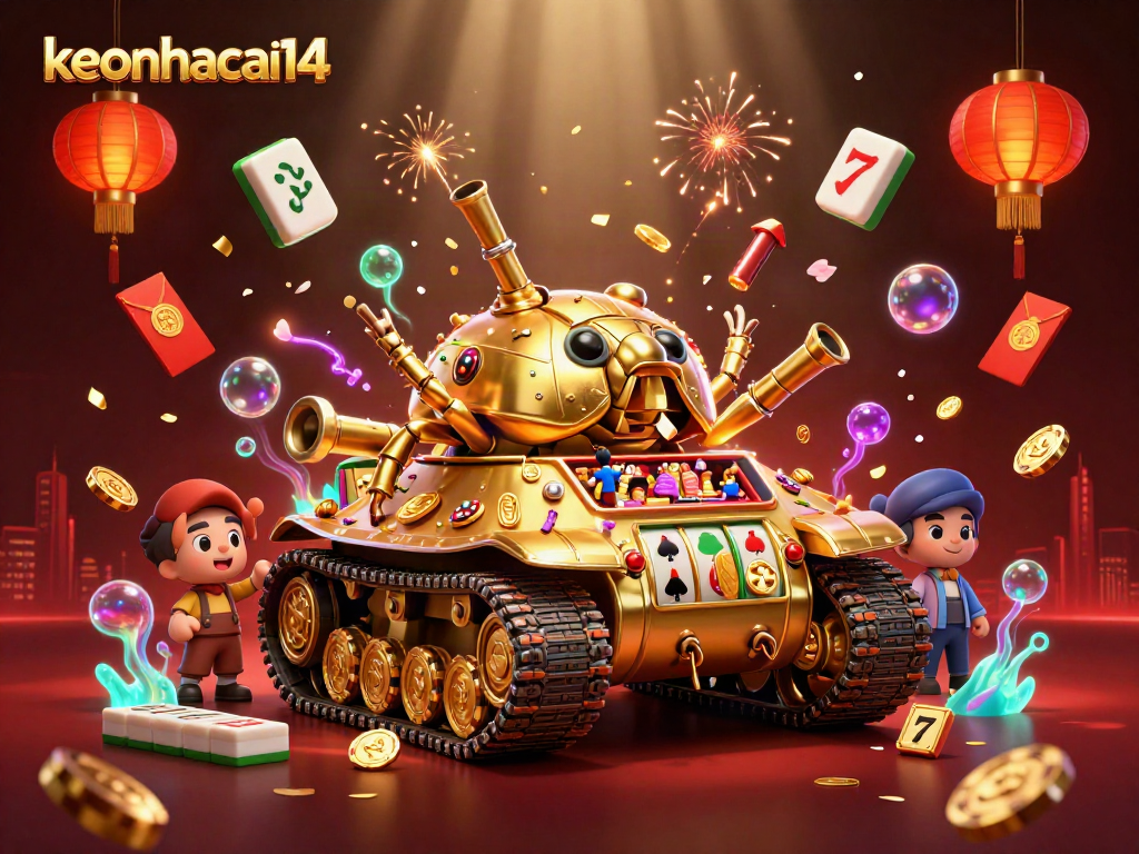 Engage with keonhacai14 through a vibrant 3D illustration featuring a whimsical casino beetle tank.