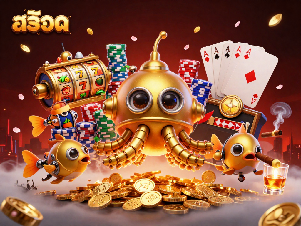 Play slot games with สล็อต in this vibrant, dynamic casino scene filled with excitement.