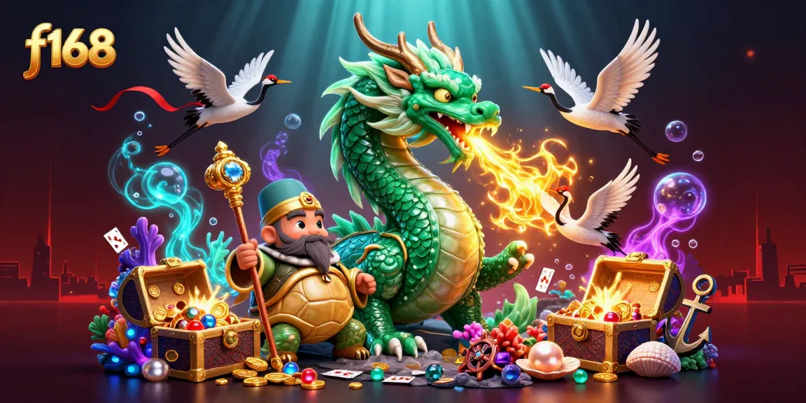 Experience thrilling adventures with F168, featuring immersive casino elements in a vibrant 3D scene.