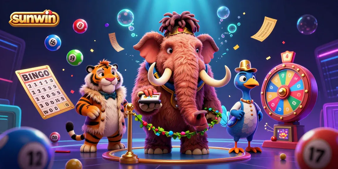 Experience the excitement of sunwin with a vibrant illustration of a mammoth bouncer checking IDs at a casino.