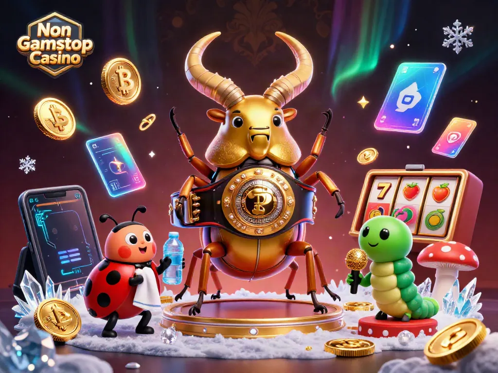 Engage in the Non Gamstop Casino experience featuring a vibrant 3D scene with unique characters and casino elements.