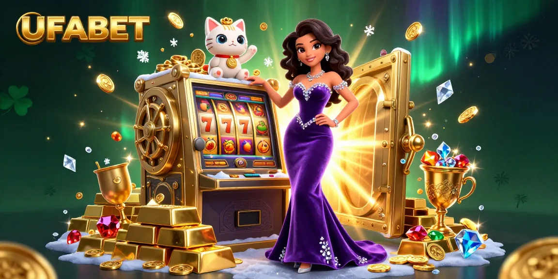 Engage with UFABET's thrilling casino action featuring jackpots, lively characters, and vibrant gold treasures.