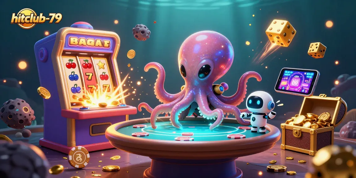 Experience exciting gameplay at hitclub-79 with 3D alien octopus engaging in holographic poker.