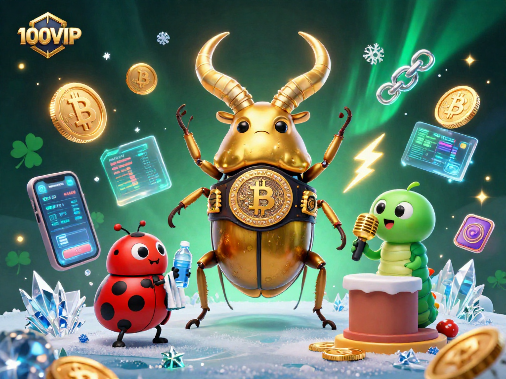 Engage with 100VIP through a vibrant 3D illustration showcasing exciting casino elements and characters.