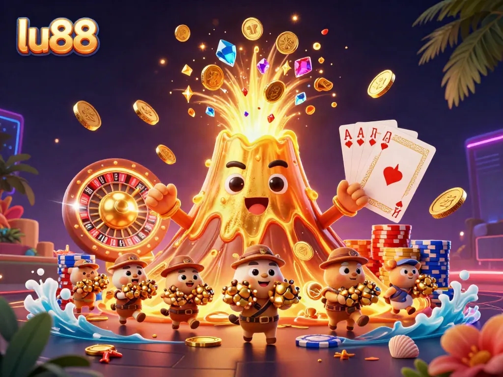 Experience winning moments at lu88 with a golden volcano rewarding treasures and casino gaming elements.
