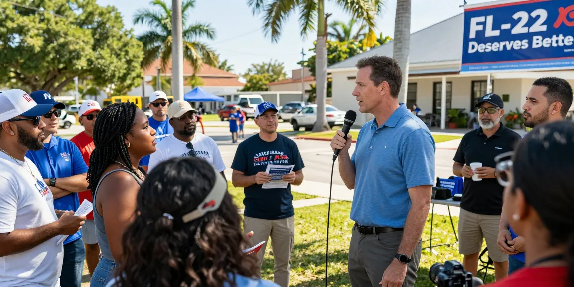 Casey Askar engaging community voters during FL-22 campaign event.