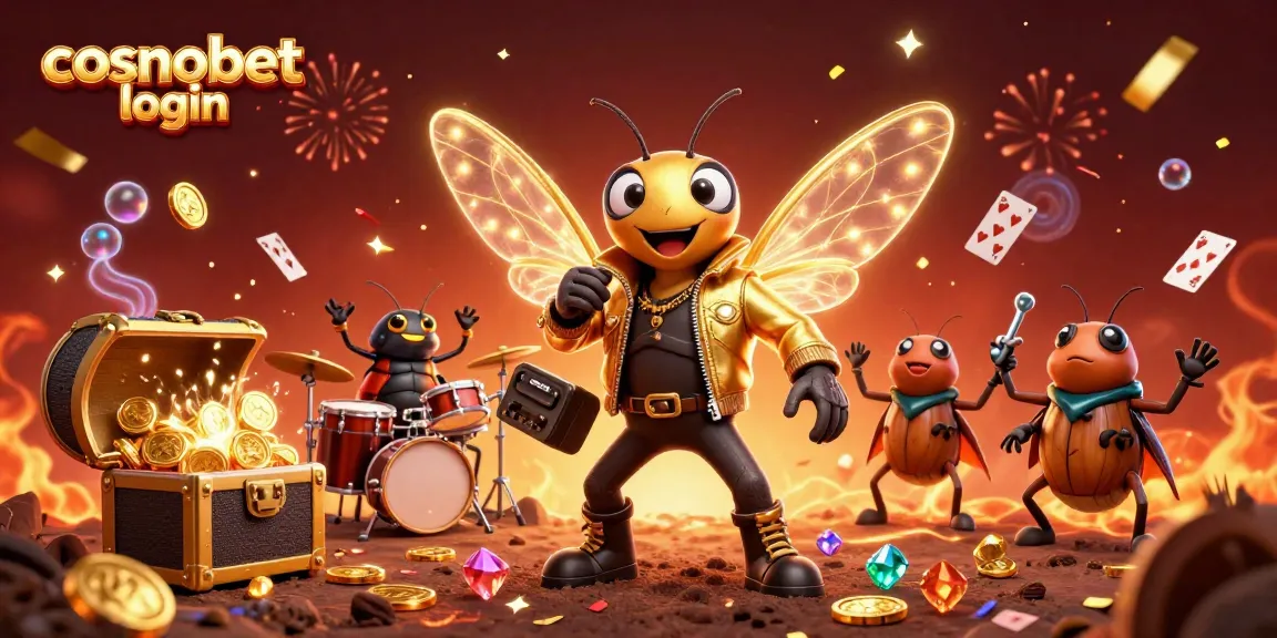 Experience the thrill of cosmobet login with a vibrant, celebratory 3D casino scene.