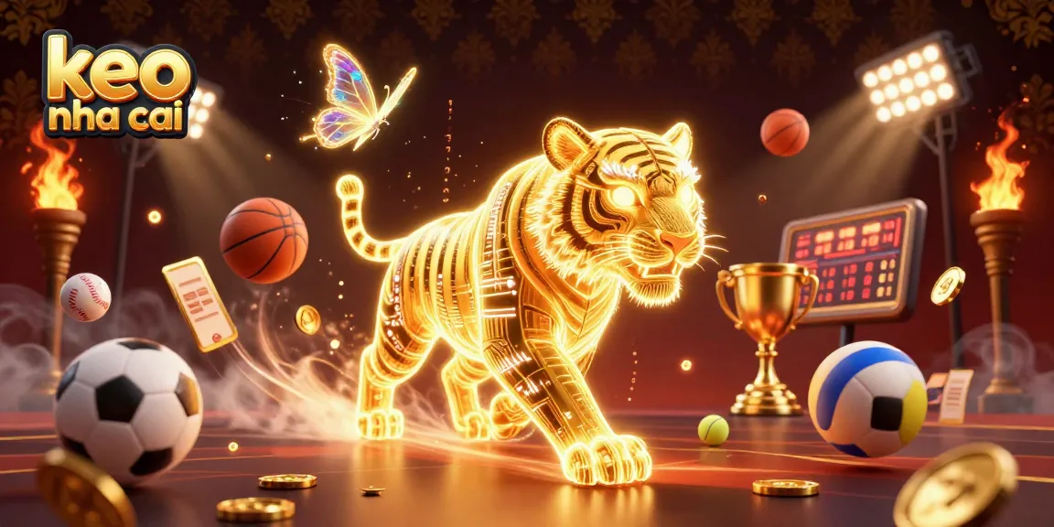 Experience thrilling bets with keo nha cai as a golden tiger energizes a dynamic casino landscape filled with sports.