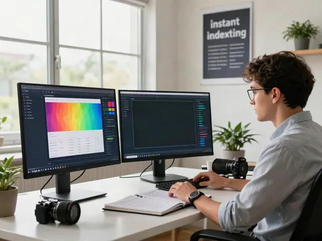 Professional SEO analyst focusing on instant indexing metrics in a digital marketing workspace.