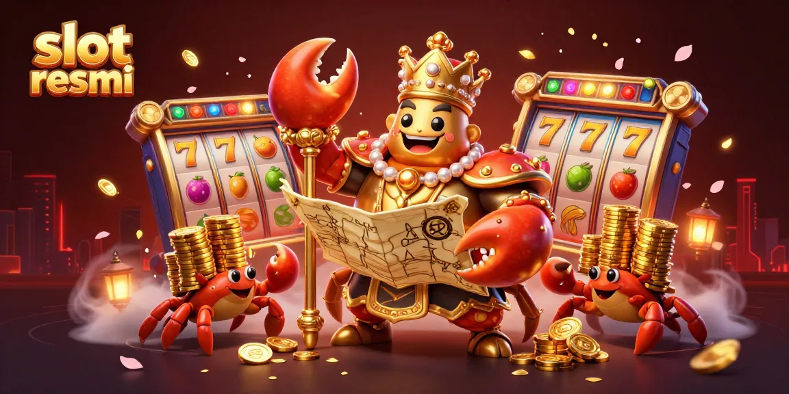 Engage in thrilling gameplay at slot resmi with golden crab emperor surrounded by vibrant slot elements.