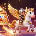 Experience the excitement of game bai doi thuong with our vibrant 3D illustration featuring a celestial horse and dynamic gaming elements.
