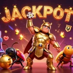 Experience a thrilling jackpot moment with slot gacor terpercaya characters in a vibrant casino scene.
