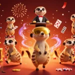 Engage with vibrant australia online casinos featuring playful meerkats in a casino-themed illustration.
